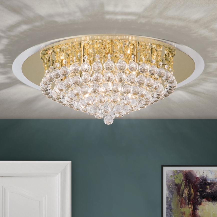 Kristalna plafonjera GLORIA 9xG9/40W/230V pr. 62 cm zlatna