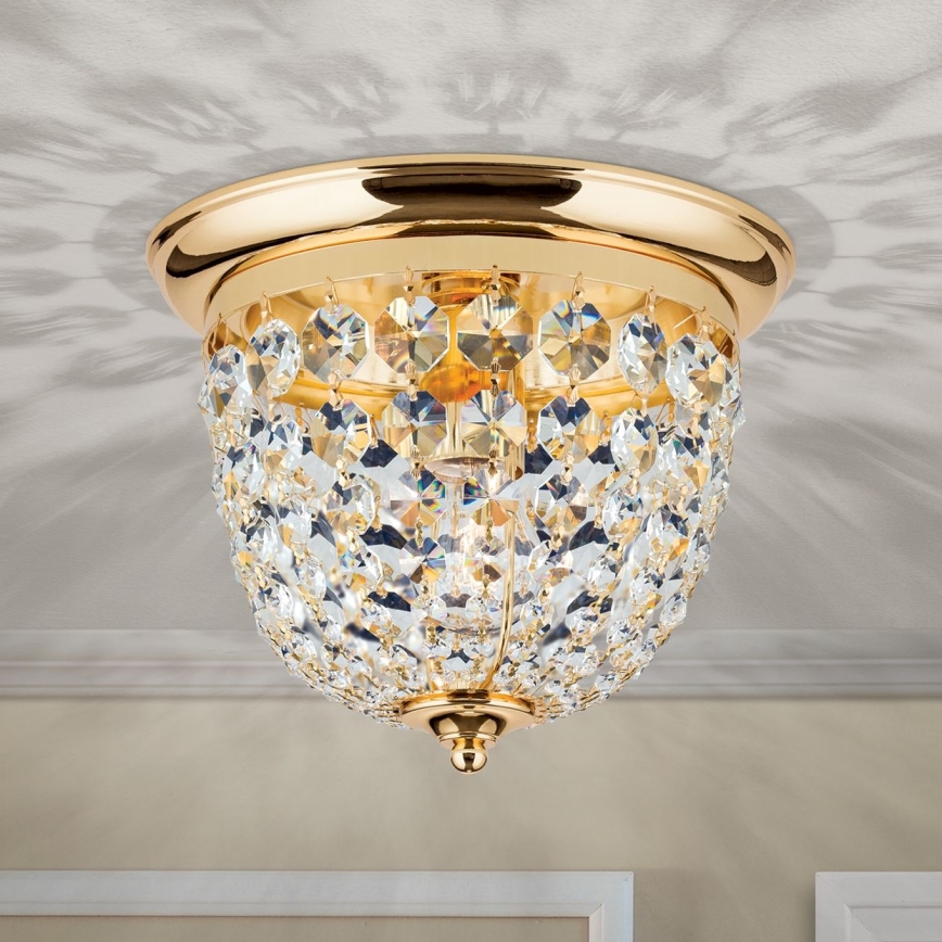Kristalna plafonjera PLAFOND 1xE27/40W/230V pr. 26 cm zlatna
