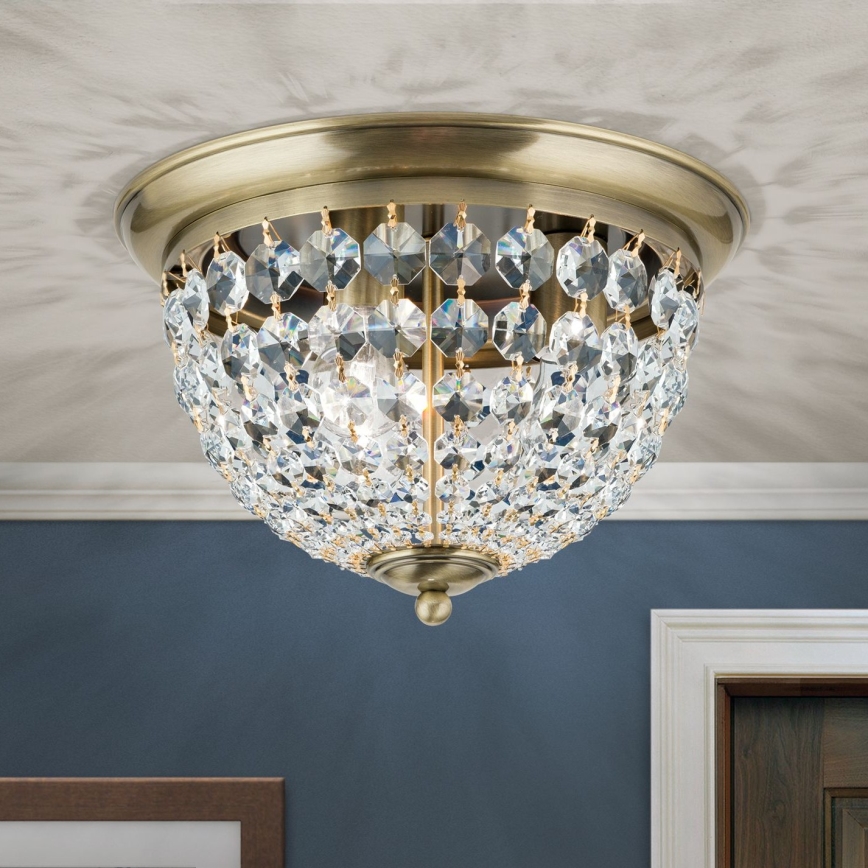Kristalna plafonjera PLAFOND 3xE27/40W/230V pr. 35 cm bronzana