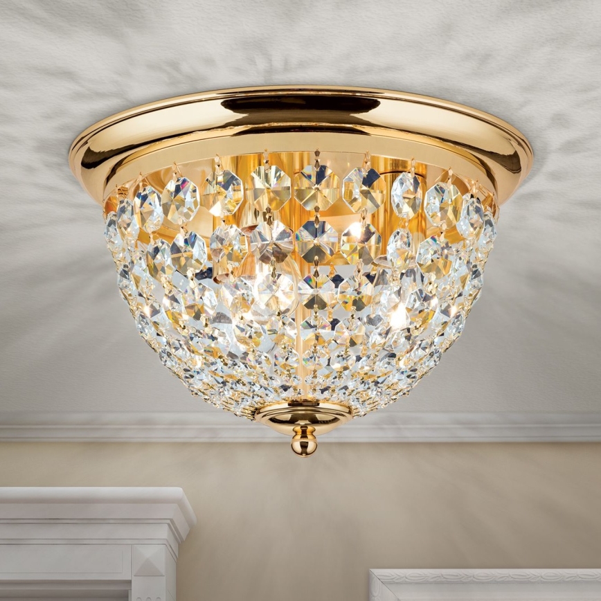 Kristalna plafonjera PLAFOND 3xE27/40W/230V pr. 35 cm zlatna
