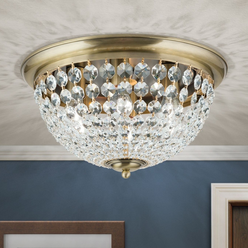 Kristalna plafonjera PLAFOND 6xE27/40W/230V pr. 47 cm bronzana