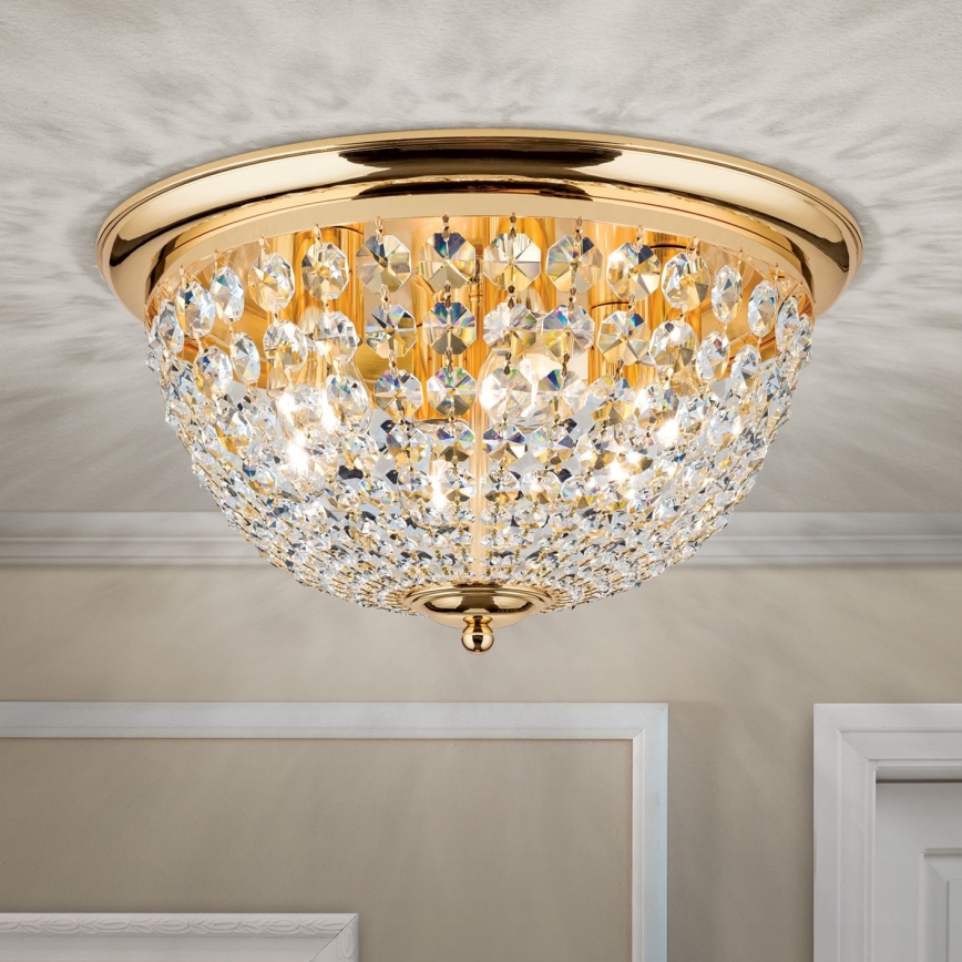 Kristalna plafonjera PLAFOND 6xE27/40W/230V pr. 47 cm zlatna