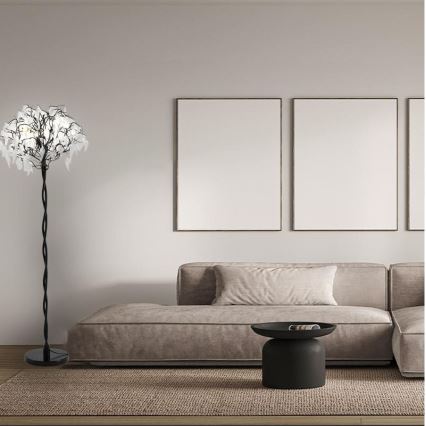 Kristalna podna lampa 5xG9/40W/230V crno