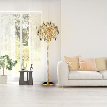 Kristalna podna lampa 5xG9/40W/230V zlatna