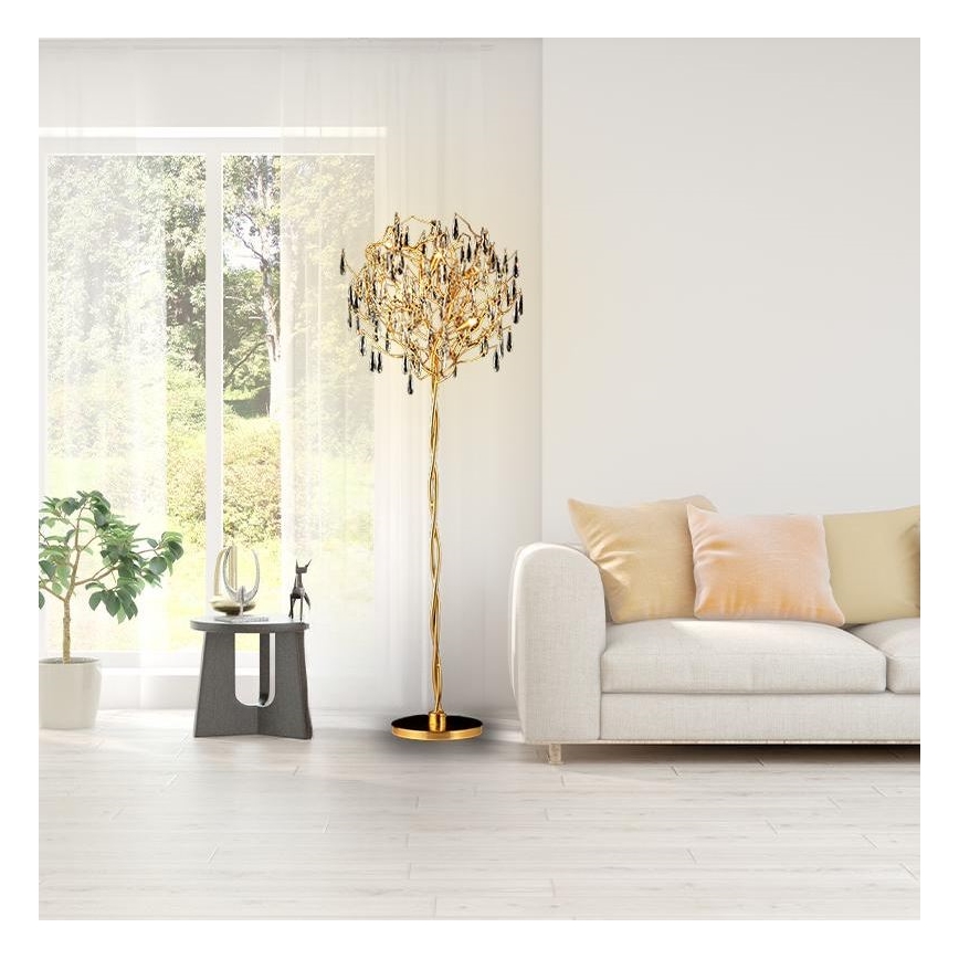 Kristalna podna lampa 5xG9/40W/230V zlatna