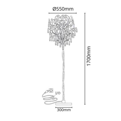 Kristalna podna lampa 5xG9/40W/230V zlatna