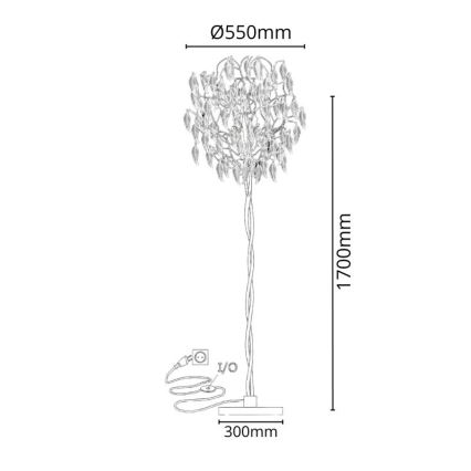 Kristalna stojeća lampa 5xG9/40W/230V crna