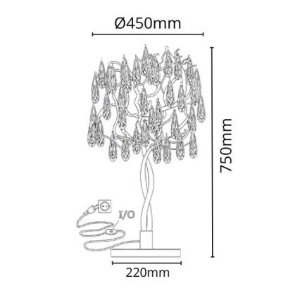 Kristalna stona lampa 5xG9/40W/230V zlatna