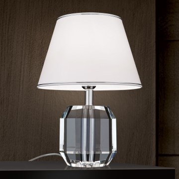 Kristalna stona lampa ALEXIS 1xE27/60W/230V bela/sjajni krom/prozirna