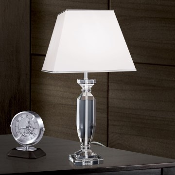 Kristalna stona lampa POKAL 1xE27/60W/230V bela/prozirna