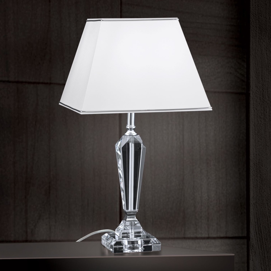 Kristalna stona lampa VERONIQUE 1xE27/60W/230V bela/prozirna