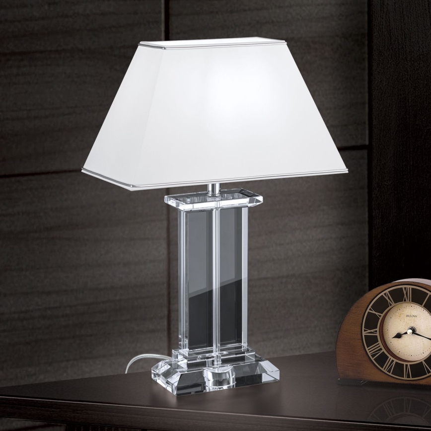 Kristalna stona lampa VERONIQUE 1xE27/60W/230V bela/prozirna