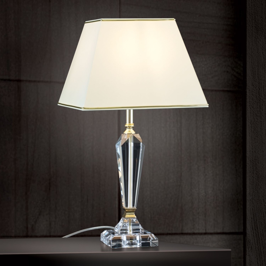 Kristalna stona lampa VERONIQUE 1xE27/60W/230V kremasta/prozirna