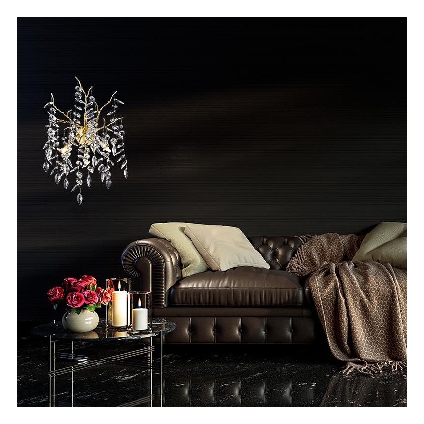Kristalna zidna lampa 3xG9/40W/230V zlatna