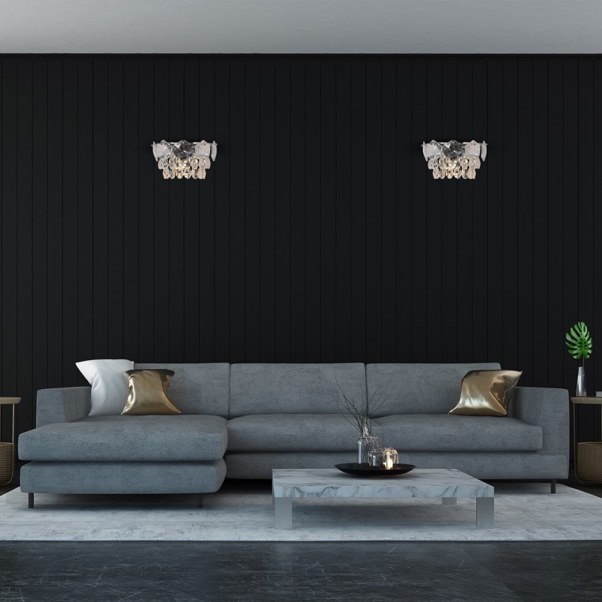 Kristalna zidna lampa SELENA 2xE14/40W/230V sjajni krom