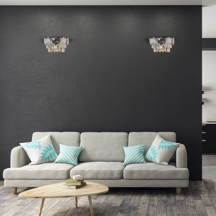 Kristalna zidna lampa SELENA 2xE14/40W/230V sjajni krom