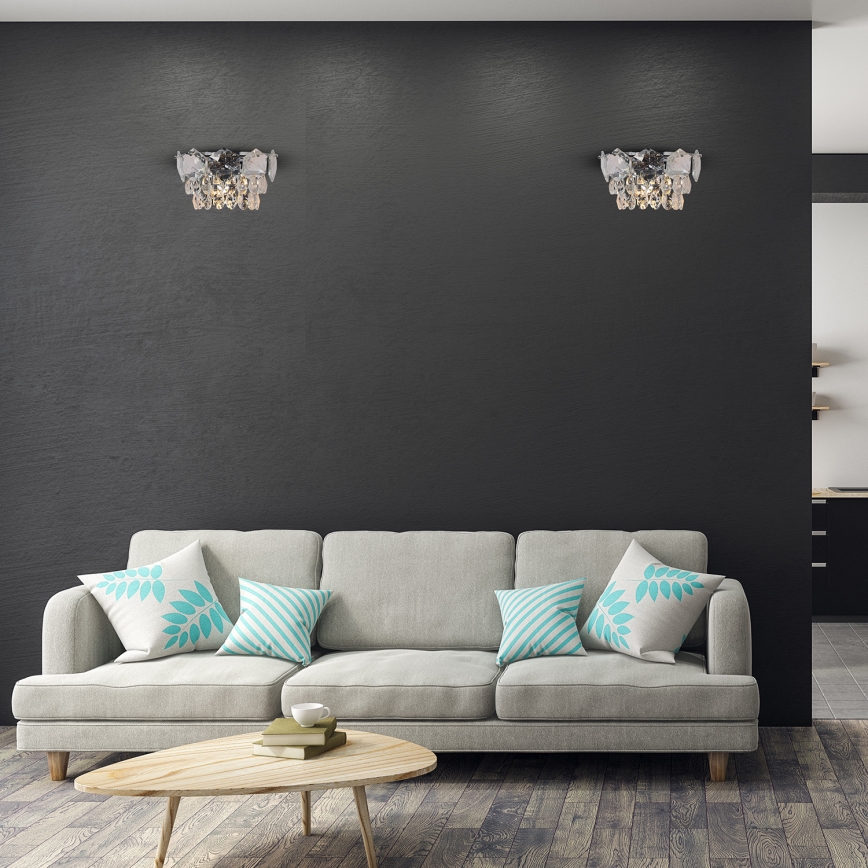 Kristalna zidna lampa SELENA 2xE14/40W/230V sjajni krom