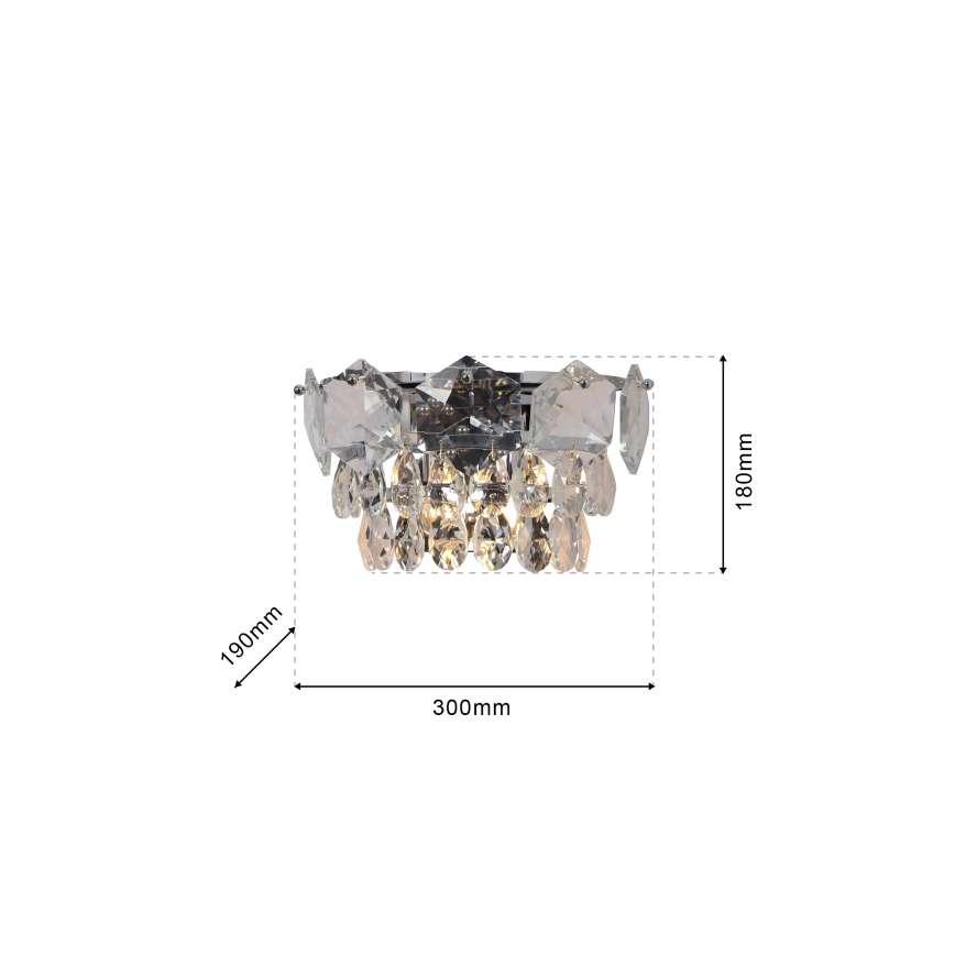 Kristalna zidna lampa SELENA 2xE14/40W/230V sjajni krom