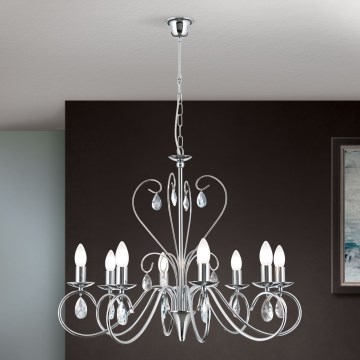 Kristalni luster na lancu ALESSIA 8xE14/40W/230V sjajni hrom