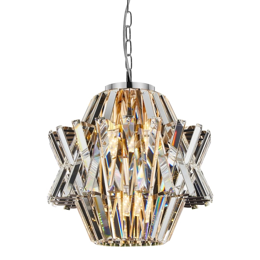 Kristalni luster na lancu CROWN 4xE14/40W/230V sjajni hrom