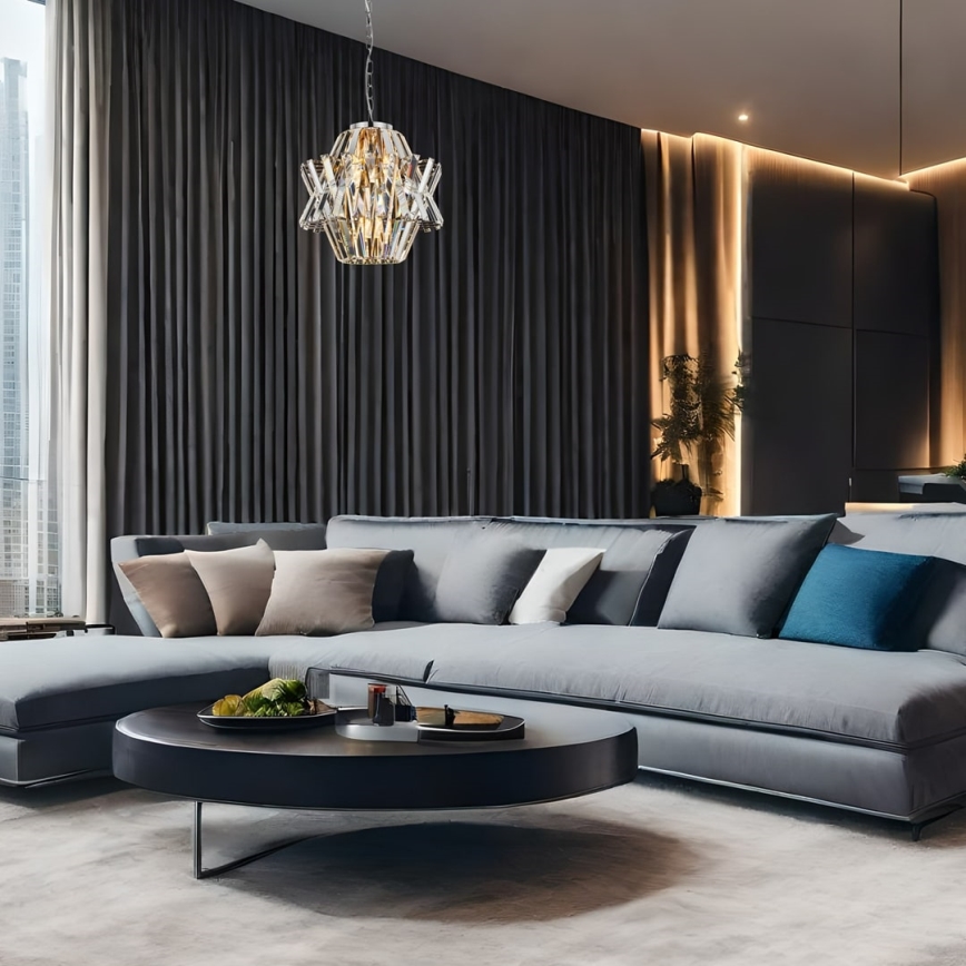Kristalni luster na lancu CROWN 4xE14/40W/230V sjajni krom