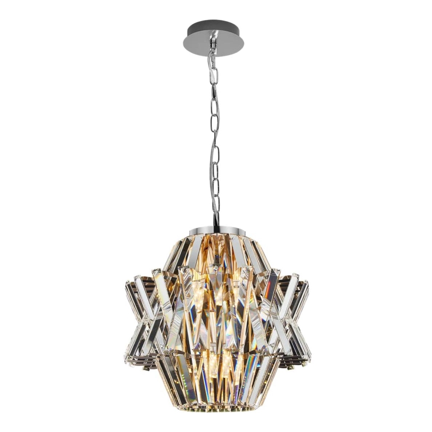 Kristalni luster na lancu CROWN 4xE14/40W/230V sjajni hrom