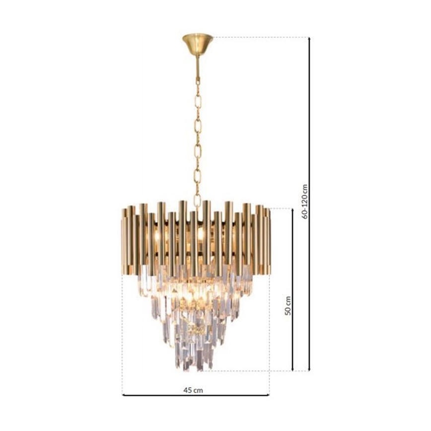 Kristalni luster na lancu MADISON 9xE14/40W/230V zlatna