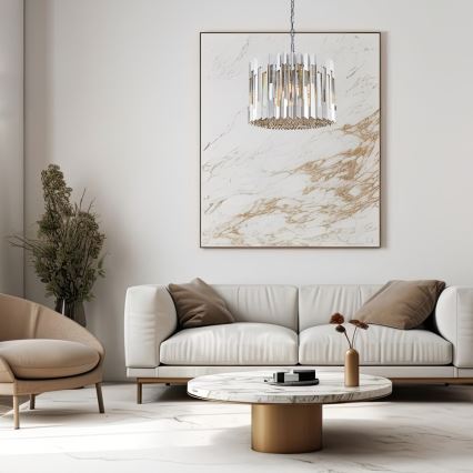 Kristalni luster na lancu RITZ 7xE14/40W/230V sjajni hrom