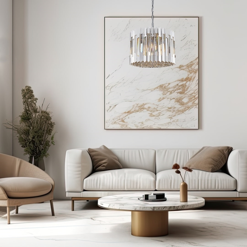 Kristalni luster na lancu RITZ 7xE14/40W/230V sjajni hrom