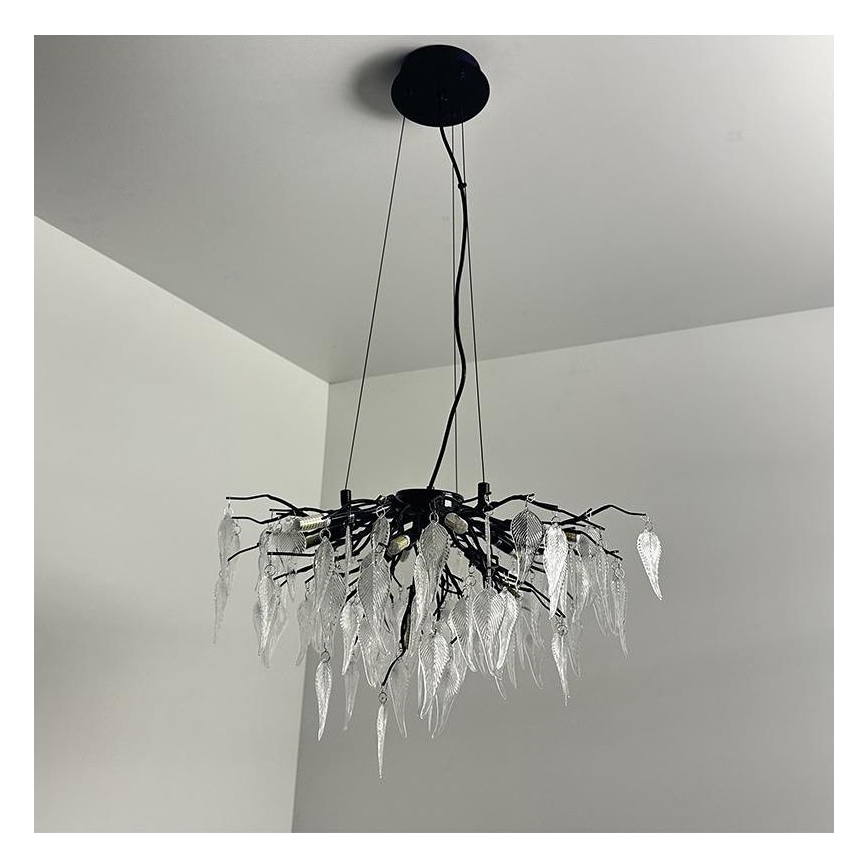 Kristalni luster na sajli 10xG9/40W/230V, crne boje