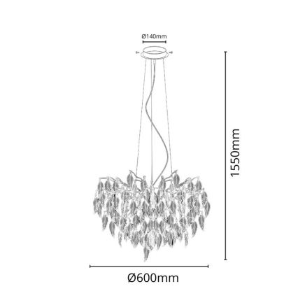 Kristalni luster na sajli 10xG9/40W/230V crno