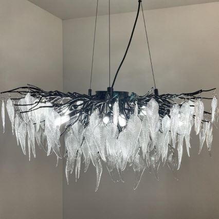 Kristalni luster na sajli 12xG9/40W/230V crno