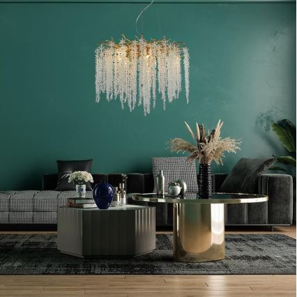 Kristalni luster na sajli 9xG9/40W/230V zlatna