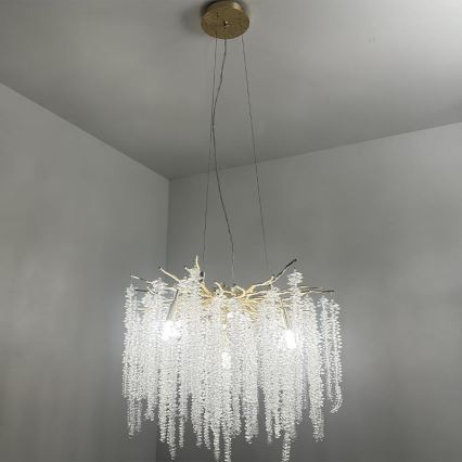 Kristalni luster na sajli 9xG9/40W/230V zlatna