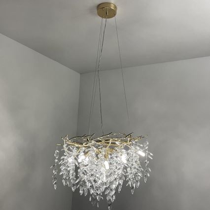Kristalni luster na sajli 9xG9/40W/230V zlatna