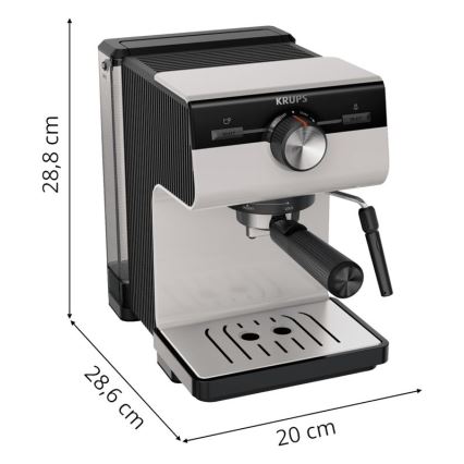 Krups - Aparat za kafu sa polugom za dve šolje AUTHENTIC 1450W/230V sivo