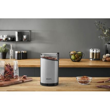 Krups - Električni mlin za kafu 85g FAST-TOUCH 200W/230V mat krom