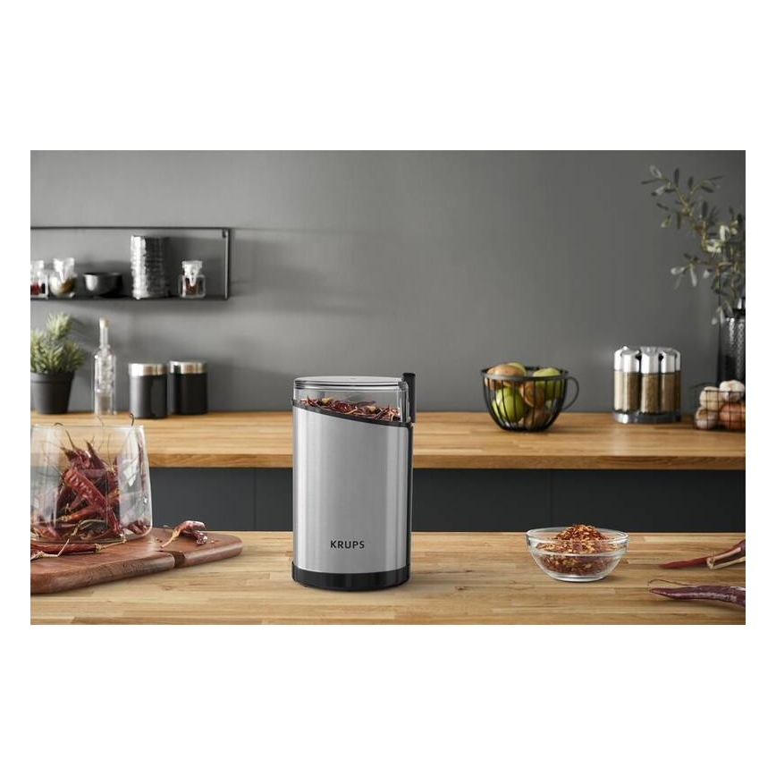 Krups - Električni mlin za kafu 85g FAST-TOUCH 200W/230V mat krom