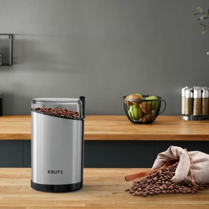 Krups - Električni mlin za kafu 85g FAST-TOUCH 200W/230V mat krom