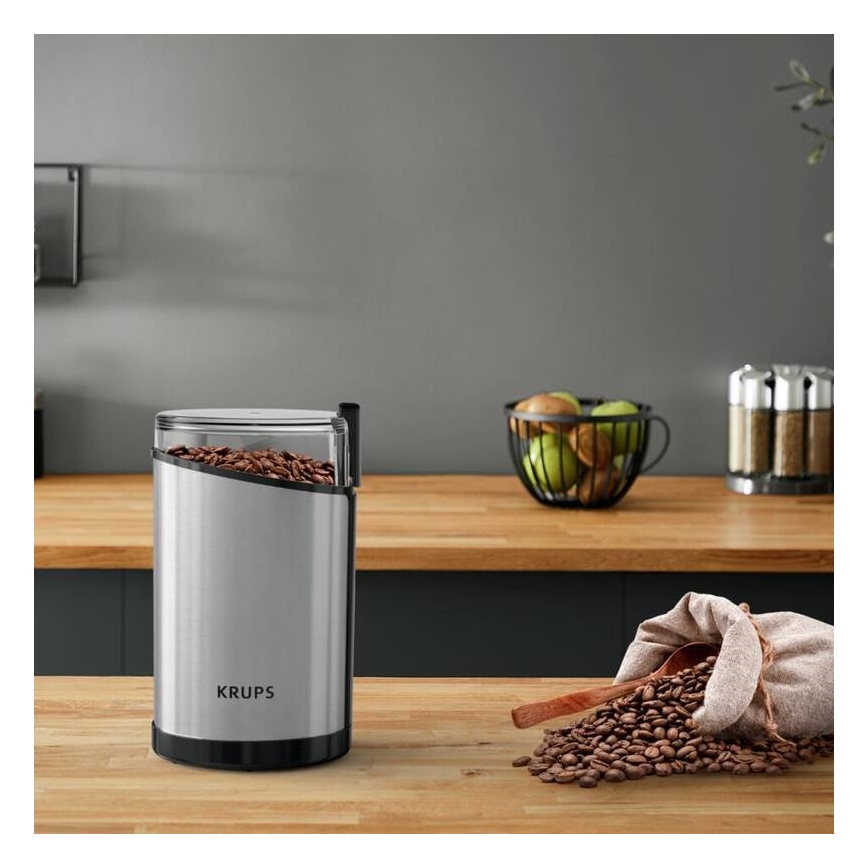 Krups - Električni mlin za kafu 85g FAST-TOUCH 200W/230V mat krom