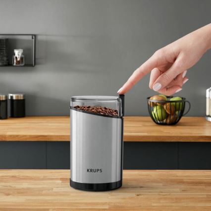 Krups - Električni mlin za kafu 85g FAST-TOUCH 200W/230V mat krom
