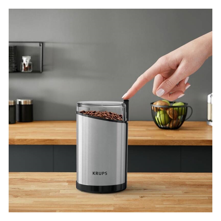 Krups - Električni mlin za kafu 85g FAST-TOUCH 200W/230V mat krom