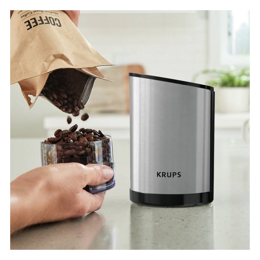 Krups - Električni mlin za kafu 85g FAST-TOUCH 200W/230V mat krom