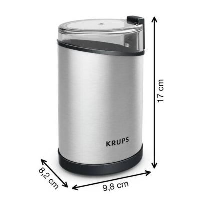Krups - Električni mlin za kafu 85g FAST-TOUCH 200W/230V mat krom