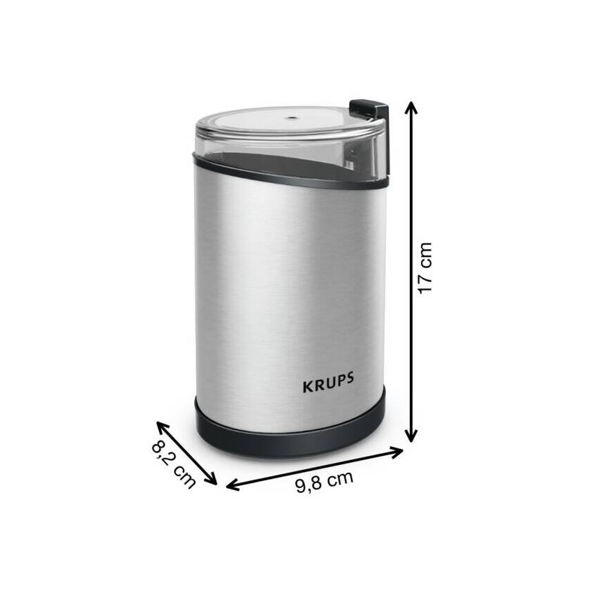 Krups - Električni mlin za kafu 85g FAST-TOUCH 200W/230V mat krom