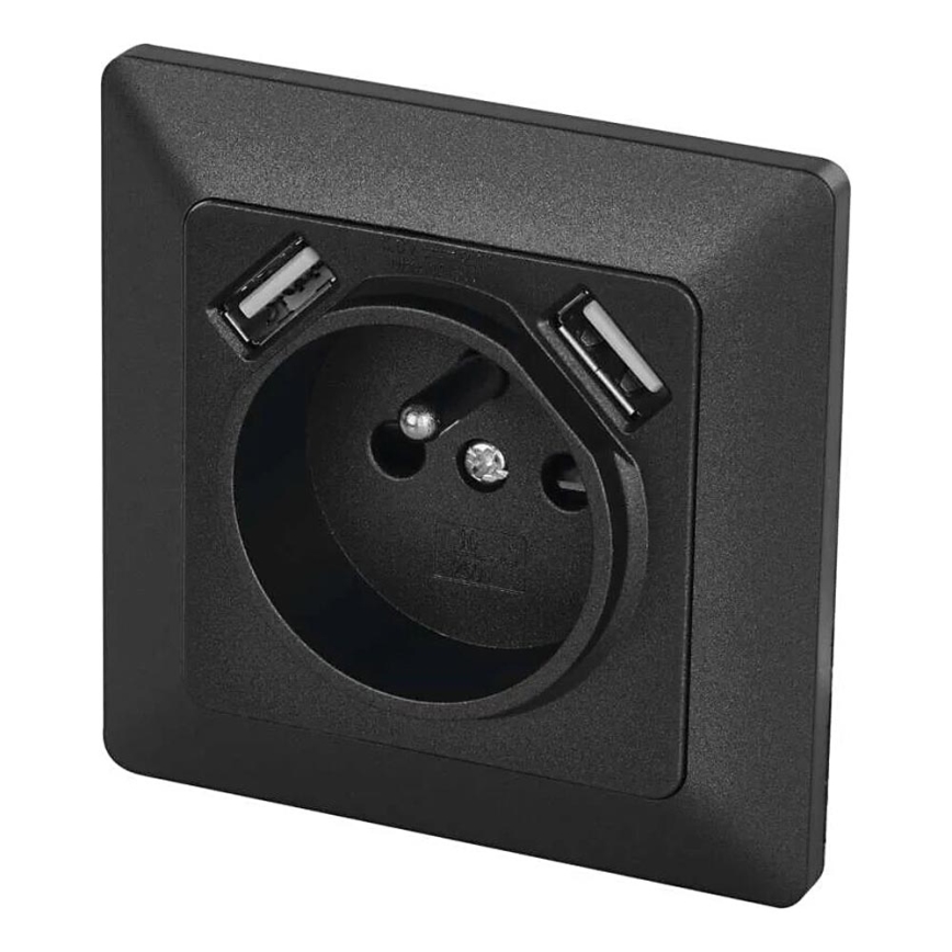 Kućna utičnica sa USB 250V/16A antracit