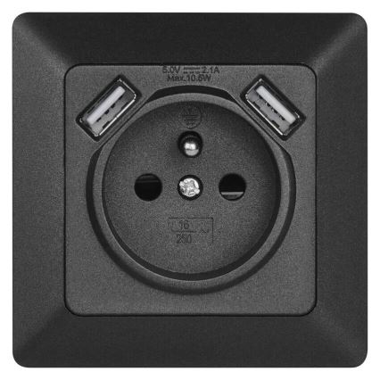 Kućna utičnica sa USB 250V/16A antracit