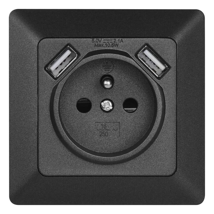 Kućna utičnica sa USB 250V/16A antracit