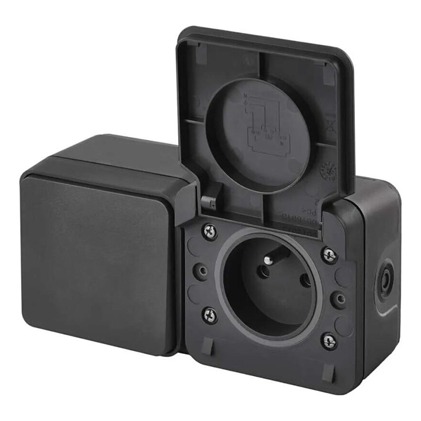 Kućni prekidač naizmenični sa utičnicom 250V/16A IP55