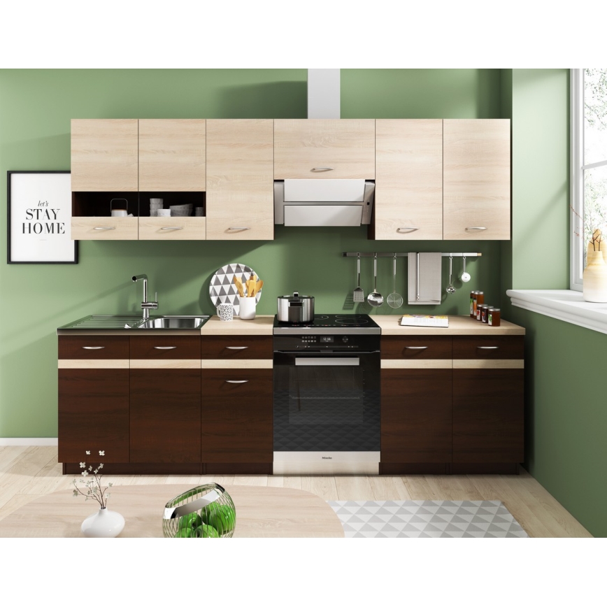 Kuhinjski blok VALERIA 240 cm hrast sonoma/braon